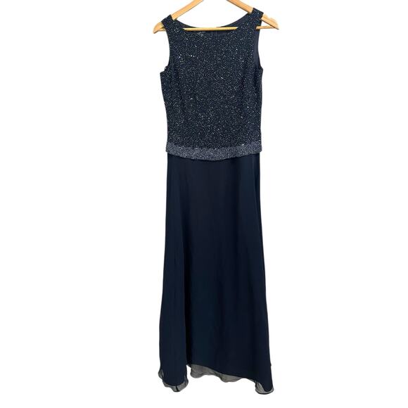 Jkara women's‎ vintage y2k beaded navy formal evening gown size 8 - Picture 1 of 6